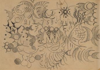 CHARLES BURCHFIELD Three abstract pencil drawings.